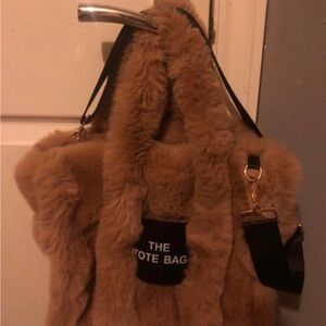 Luxurious Furry Tote Bag in Tan